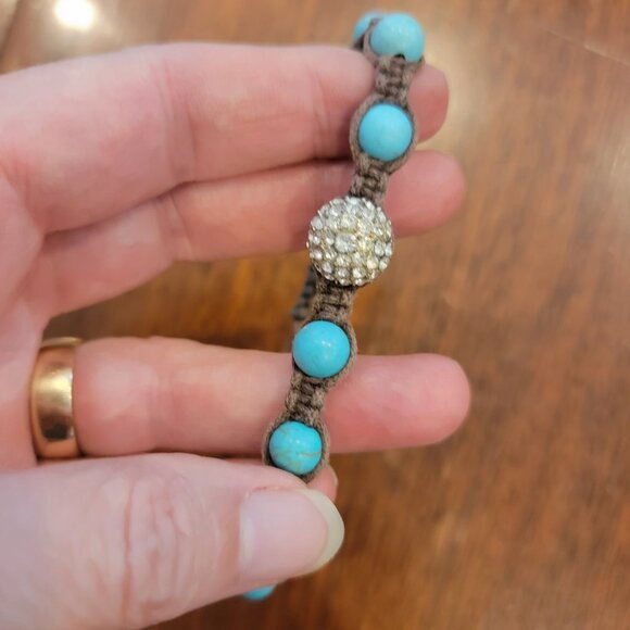 Turquoise Bead Retro Boho or Buddhist Bracelet - 9mm - Adjustable - Picture 6 of 8